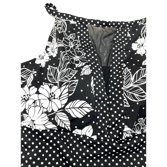 SWIM SOLUTIONS Black Floral Mesh One Piece Swimsuit 14 NEW - Picture 4 of 7